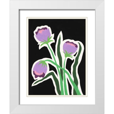 Pop Flowers II White Modern Wood Framed Art Print with Double Matting by Moore, Regina