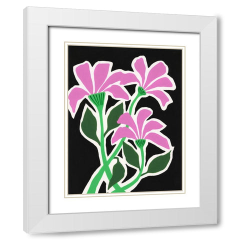Pop Flowers V White Modern Wood Framed Art Print with Double Matting by Moore, Regina