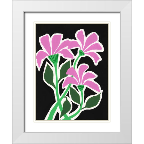 Pop Flowers V White Modern Wood Framed Art Print with Double Matting by Moore, Regina