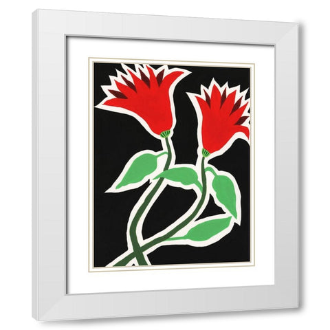 Pop Flowers VI White Modern Wood Framed Art Print with Double Matting by Moore, Regina
