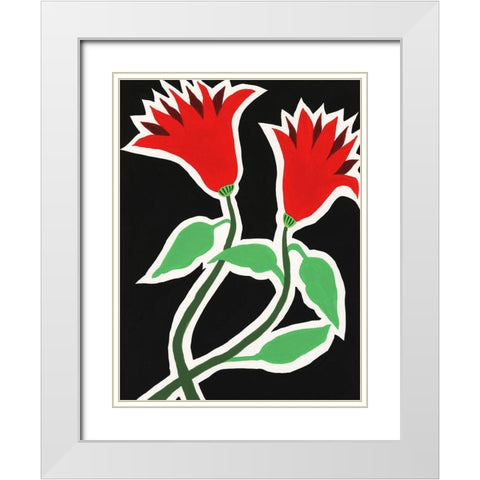 Pop Flowers VI White Modern Wood Framed Art Print with Double Matting by Moore, Regina