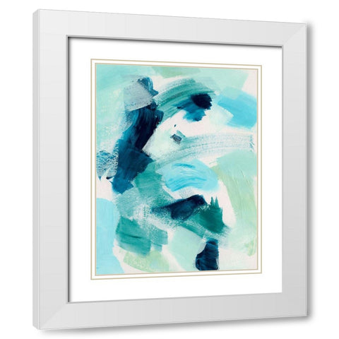 Teal Composition I White Modern Wood Framed Art Print with Double Matting by Barnes, Victoria