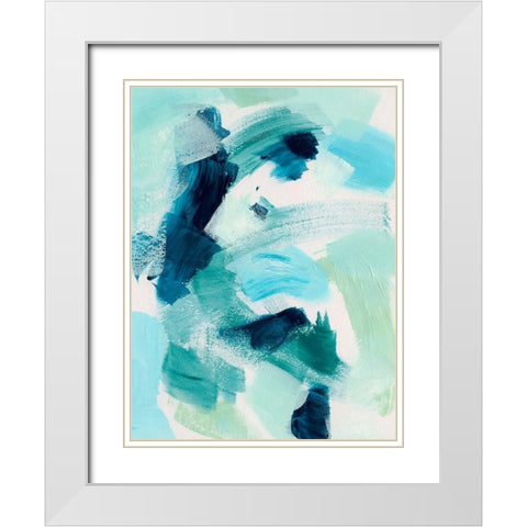Teal Composition I White Modern Wood Framed Art Print with Double Matting by Barnes, Victoria