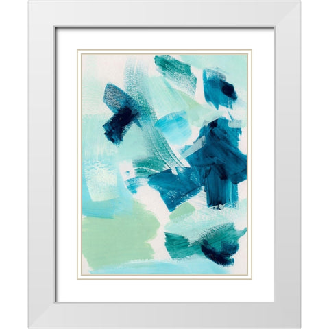 Teal Composition II White Modern Wood Framed Art Print with Double Matting by Barnes, Victoria