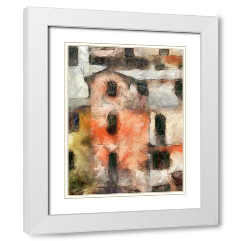Stacked Houses IV White Modern Wood Framed Art Print with Double Matting by Saunders, Alonzo