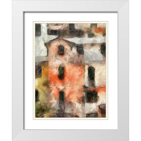 Stacked Houses IV White Modern Wood Framed Art Print with Double Matting by Saunders, Alonzo