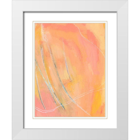 Peach Bliss I White Modern Wood Framed Art Print with Double Matting by Moore, Regina