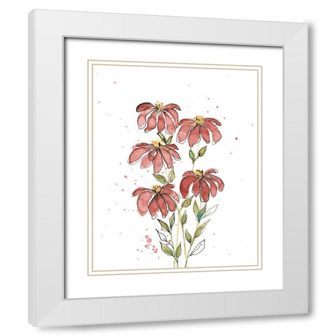 Watercolor Blooms II White Modern Wood Framed Art Print with Double Matting by Moore, Regina