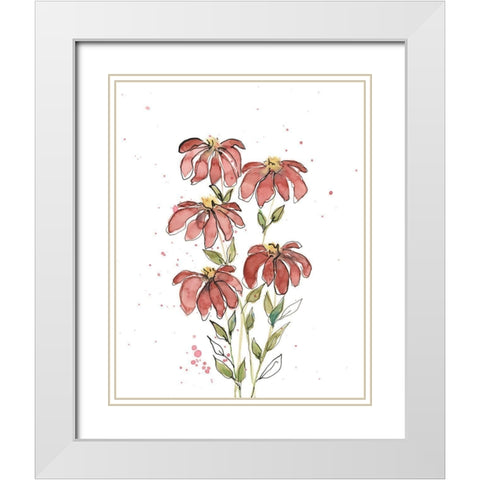 Watercolor Blooms II White Modern Wood Framed Art Print with Double Matting by Moore, Regina
