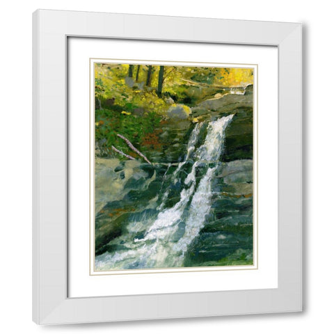 Kent Falls White Modern Wood Framed Art Print with Double Matting by Sweetwater
