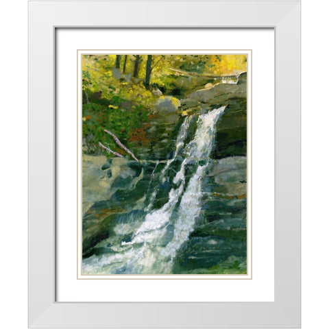 Kent Falls White Modern Wood Framed Art Print with Double Matting by Sweetwater