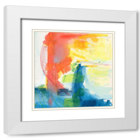Crimson Sunset I White Modern Wood Framed Art Print with Double Matting by Combs, Joyce