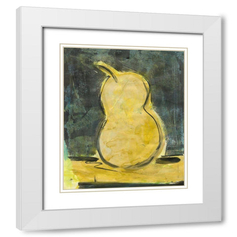 Urban Pear I White Modern Wood Framed Art Print with Double Matting by Combs, Joyce