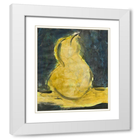 Urban Pear II White Modern Wood Framed Art Print with Double Matting by Combs, Joyce