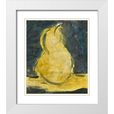 Urban Pear II White Modern Wood Framed Art Print with Double Matting by Combs, Joyce