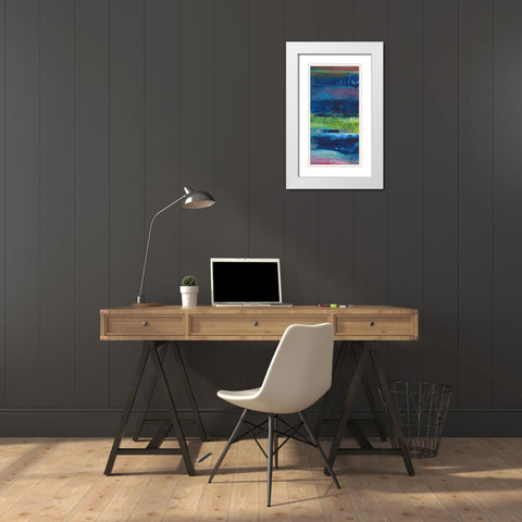 Blue Contentment I White Modern Wood Framed Art Print with Double Matting by Combs, Joyce