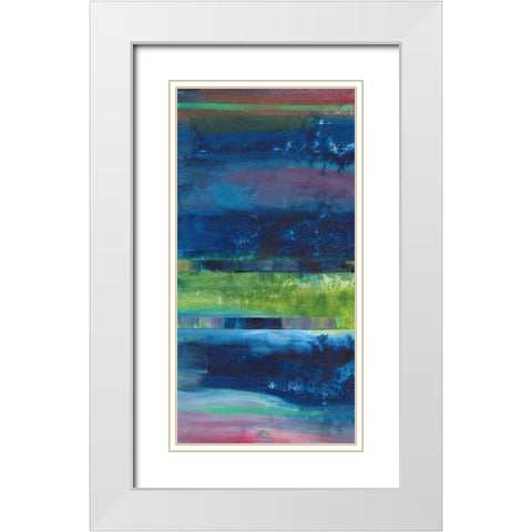 Blue Contentment I White Modern Wood Framed Art Print with Double Matting by Combs, Joyce