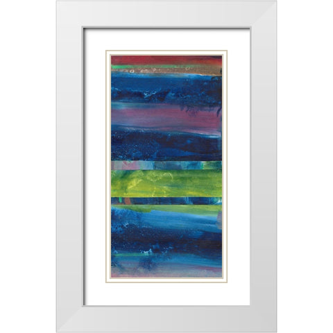 Blue Contentment II White Modern Wood Framed Art Print with Double Matting by Combs, Joyce