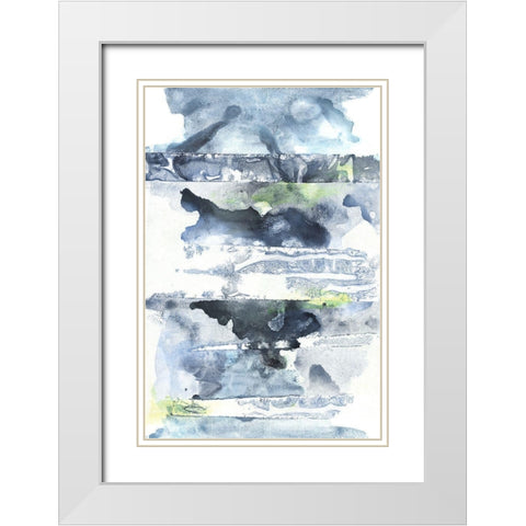 Blue Memories II White Modern Wood Framed Art Print with Double Matting by Combs, Joyce