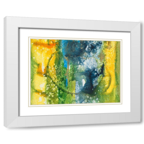 Aquatic Energy III White Modern Wood Framed Art Print with Double Matting by Combs, Joyce