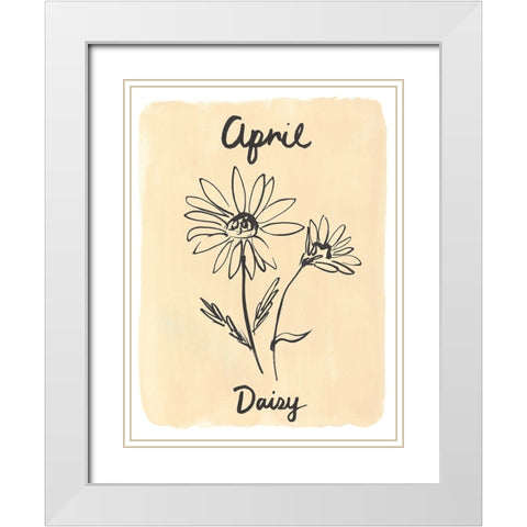 Birth Month IV White Modern Wood Framed Art Print with Double Matting by Warren, Annie