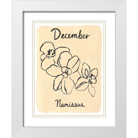 Birth Month XII White Modern Wood Framed Art Print with Double Matting by Warren, Annie