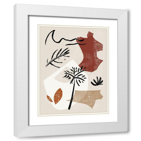 Soft Palms V White Modern Wood Framed Art Print with Double Matting by Wang, Melissa