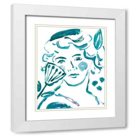 Budding Flower I White Modern Wood Framed Art Print with Double Matting by Wang, Melissa