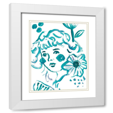 Budding Flower II White Modern Wood Framed Art Print with Double Matting by Wang, Melissa