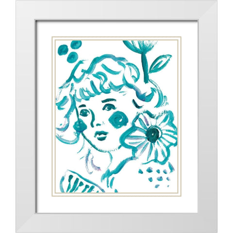 Budding Flower II White Modern Wood Framed Art Print with Double Matting by Wang, Melissa