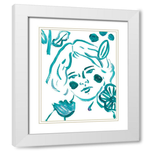 Budding Flower III White Modern Wood Framed Art Print with Double Matting by Wang, Melissa