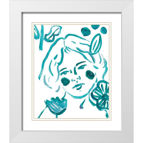 Budding Flower III White Modern Wood Framed Art Print with Double Matting by Wang, Melissa