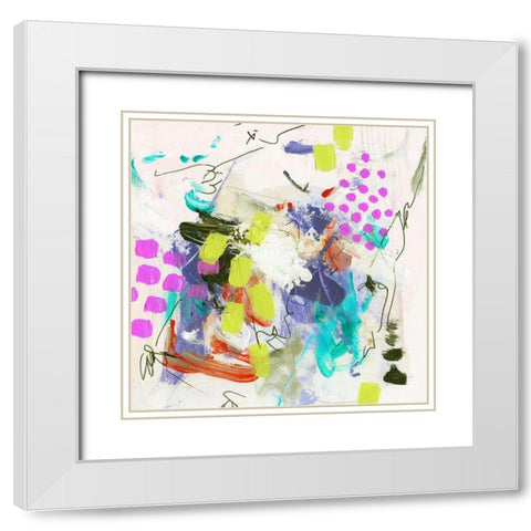 Override III White Modern Wood Framed Art Print with Double Matting by Wang, Melissa