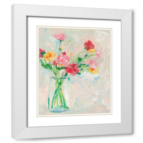 Painterly Soft Bouquet I White Modern Wood Framed Art Print with Double Matting by Wang, Melissa