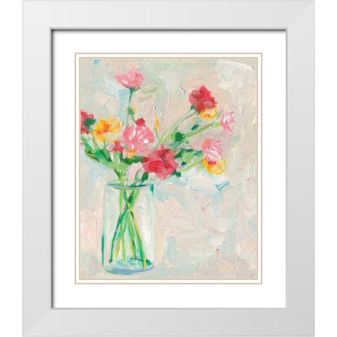 Painterly Soft Bouquet I White Modern Wood Framed Art Print with Double Matting by Wang, Melissa