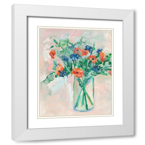 Painterly Soft Bouquet II White Modern Wood Framed Art Print with Double Matting by Wang, Melissa