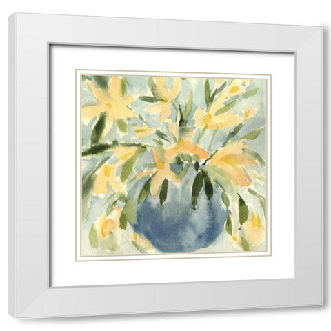Basic Blooms I White Modern Wood Framed Art Print with Double Matting by Caroline, Emma
