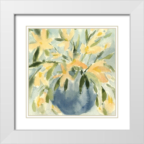 Basic Blooms I White Modern Wood Framed Art Print with Double Matting by Caroline, Emma