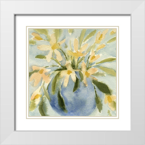 Basic Blooms II White Modern Wood Framed Art Print with Double Matting by Caroline, Emma