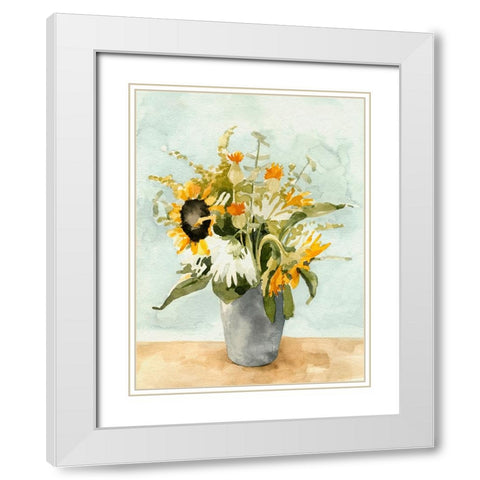 Birthday Bouquet I White Modern Wood Framed Art Print with Double Matting by Caroline, Emma