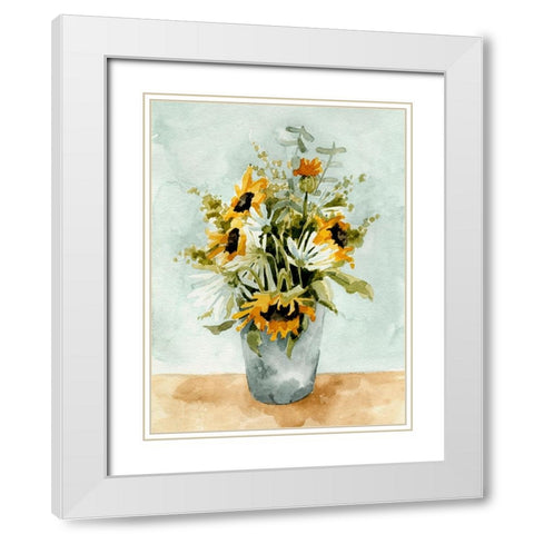 Birthday Bouquet II White Modern Wood Framed Art Print with Double Matting by Caroline, Emma