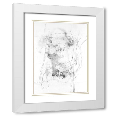 Graphite Abstract IV White Modern Wood Framed Art Print with Double Matting by Willett, Michael