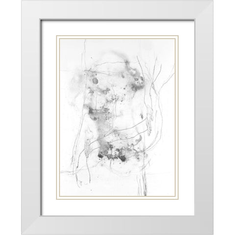 Graphite Abstract IV White Modern Wood Framed Art Print with Double Matting by Willett, Michael