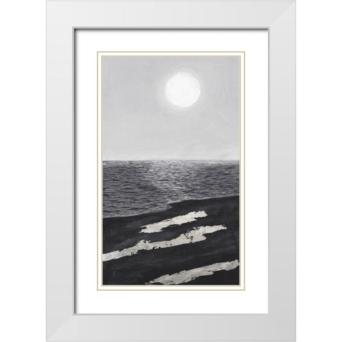 Silver Shoreline I White Modern Wood Framed Art Print with Double Matting by Willett, Michael