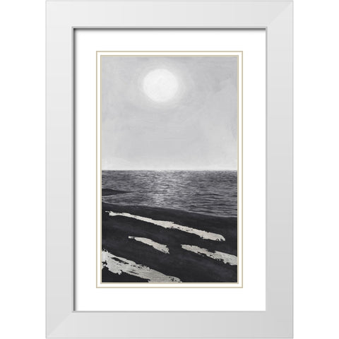 Silver Shoreline II White Modern Wood Framed Art Print with Double Matting by Willett, Michael