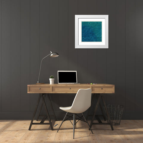 Indigo Constellations I White Modern Wood Framed Art Print with Double Matting by Sizemore, Natalie