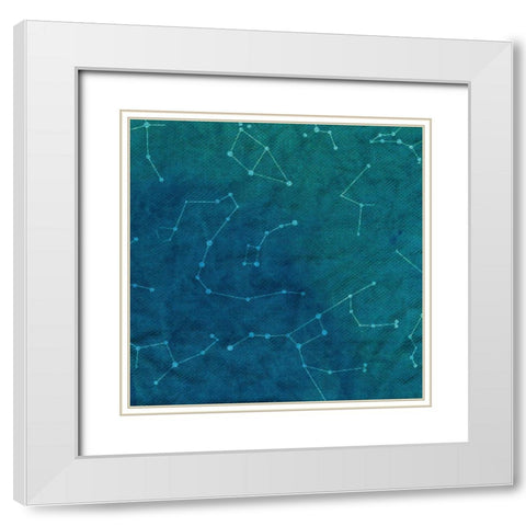 Indigo Constellations I White Modern Wood Framed Art Print with Double Matting by Sizemore, Natalie