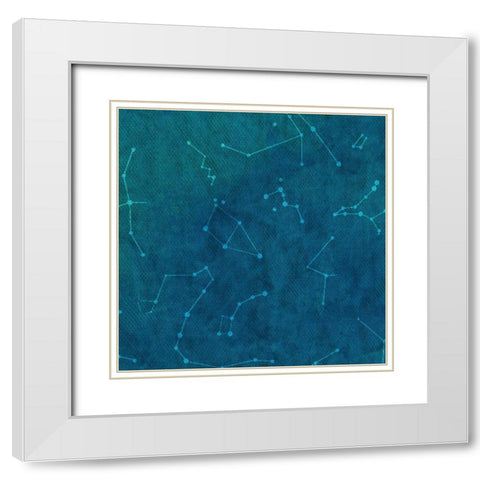 Indigo Constellations II White Modern Wood Framed Art Print with Double Matting by Sizemore, Natalie