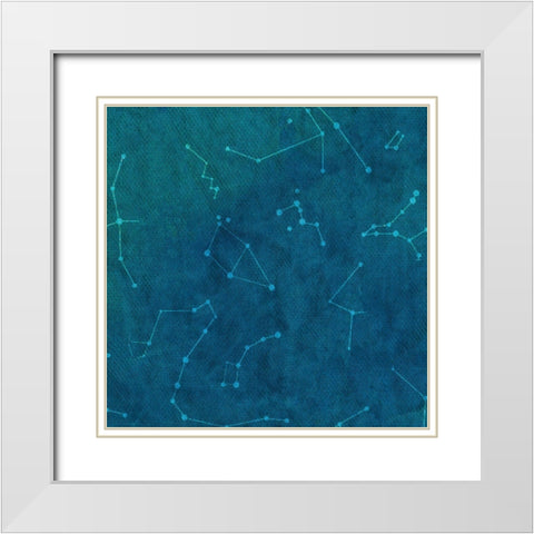 Indigo Constellations II White Modern Wood Framed Art Print with Double Matting by Sizemore, Natalie