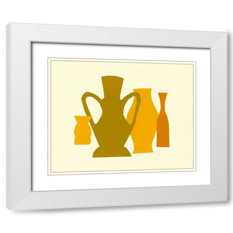 Posing Pottery I White Modern Wood Framed Art Print with Double Matting by Sizemore, Natalie